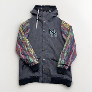 Y2K Nomis Psychedelic Sleeve AOP Jacket Hooded Lined Winter Snowboard Ski Men XL